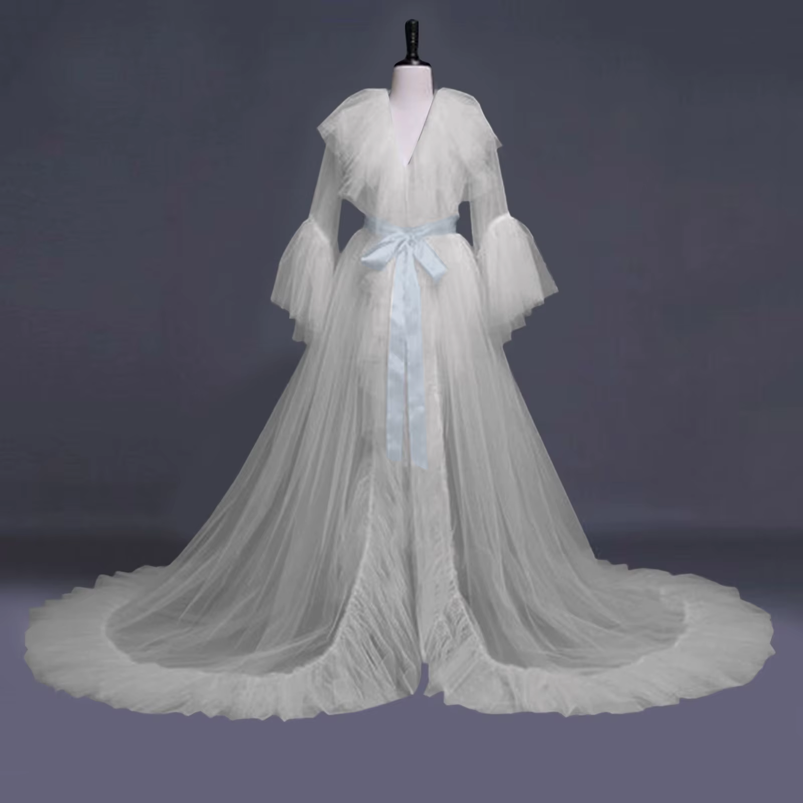 Femmes Robe de mariée dentelle Lingerie mode Sexy Tulle Robe longue Lingerie chemise de nuit peignoi