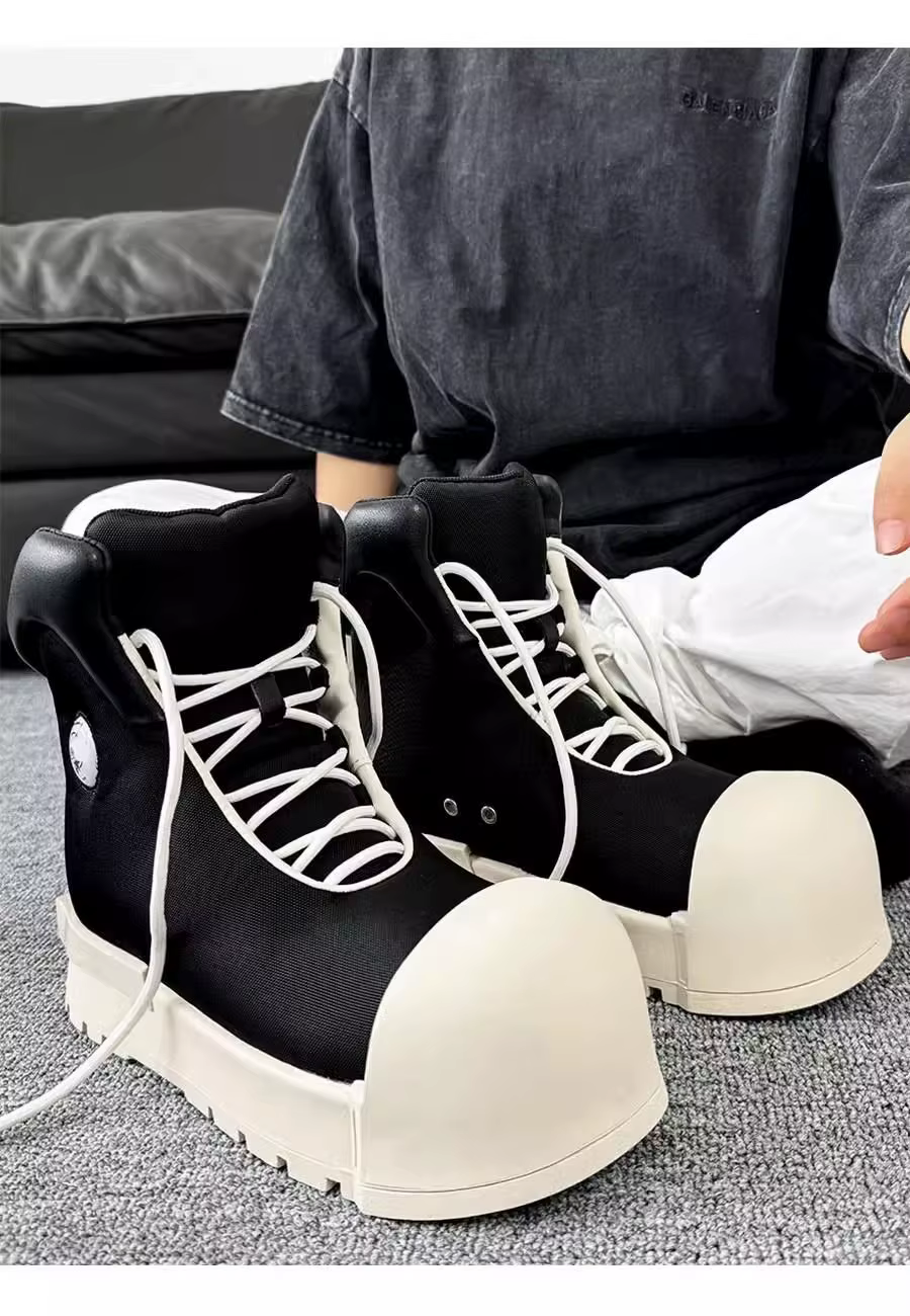 Niche Couple pain à la mode grande tête haut hommes et femmes plate-forme rehaussant bottes américai