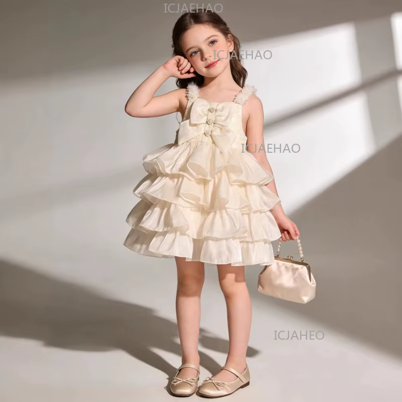 Robe de princesse pour filles 2026, nouvelle collection été, tenue de soirée sans manches pour enfan