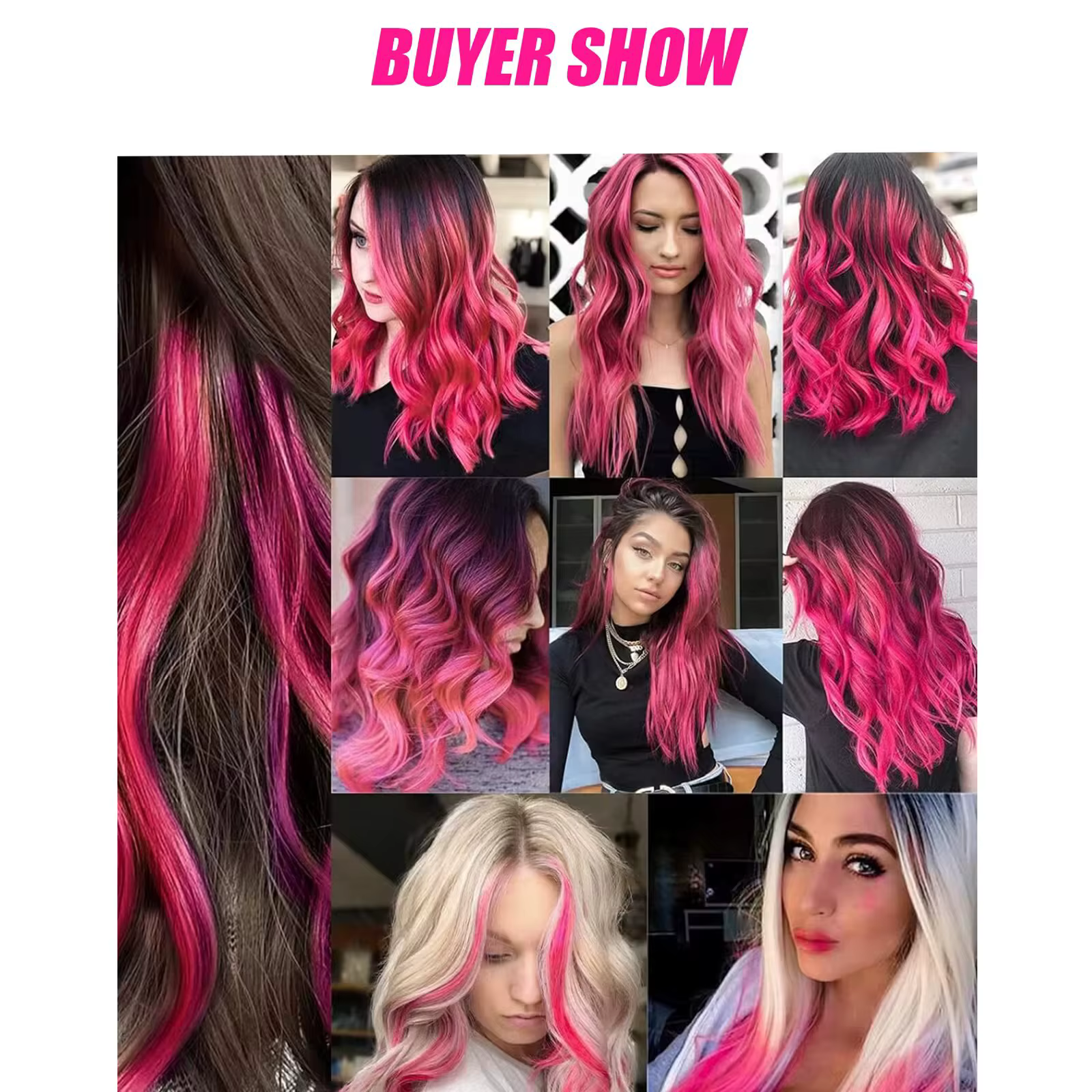 Extensions de cheveux synthétiques colorées à clips, 5 pièces, Extensions de cheveux colorées arc-en