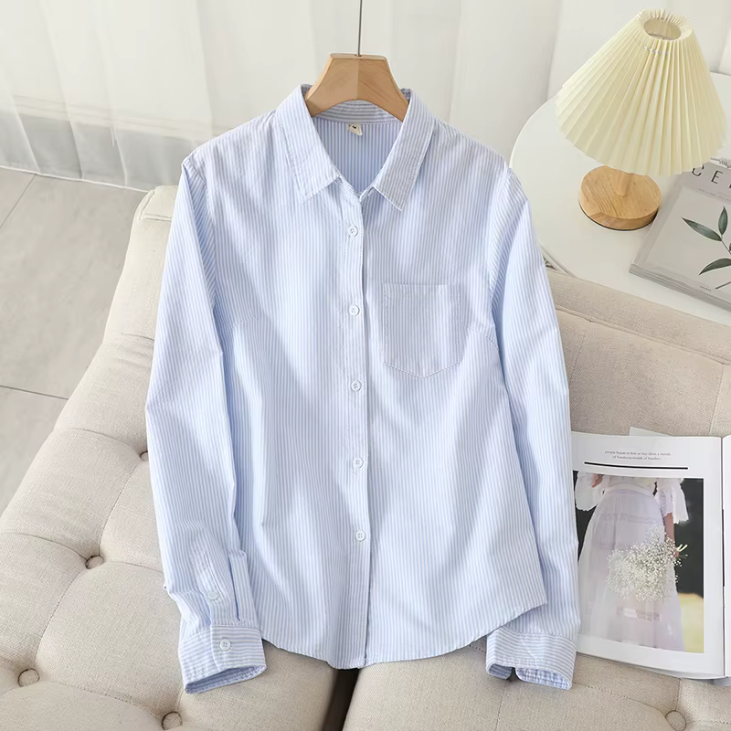 Chemise Oxford décontractée en coton pour femmes, chemisier et hauts de bonne qualité, chemises à ra