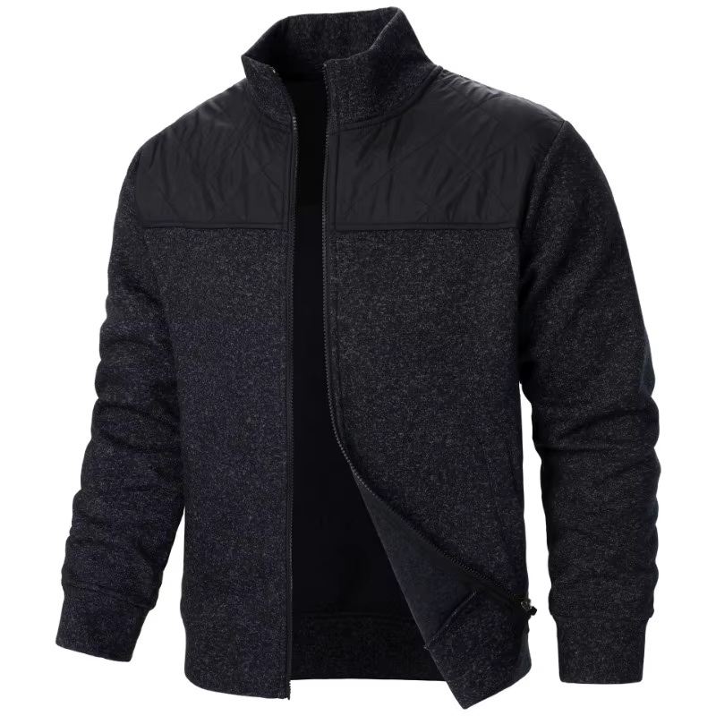 Sweat-shirt Patchwork pour hommes, veste à col montant, Cardigan ajusté, Streetwear, vêtements de sp