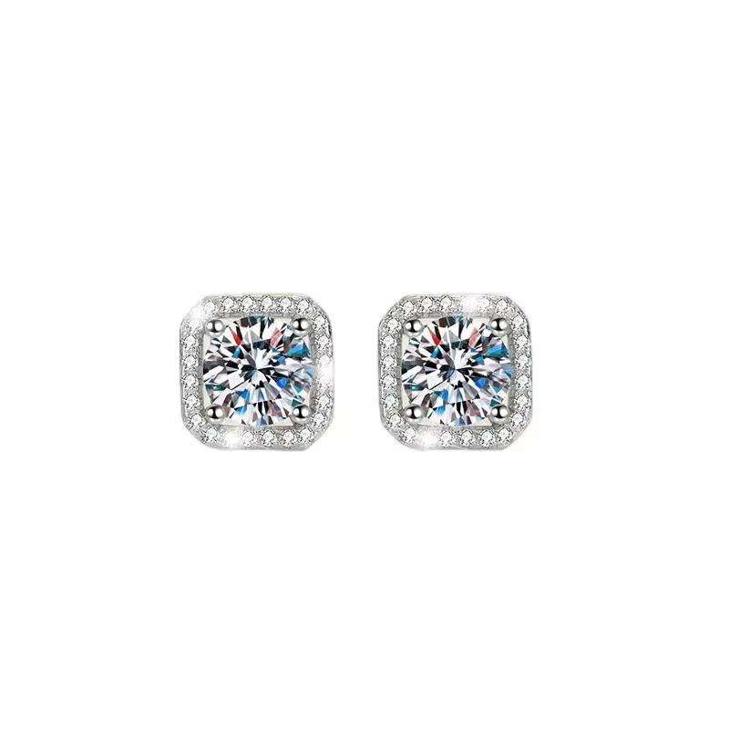 Boucles d'oreilles en diamant Mosonite, sac carré, bijoux de mariage, fête simple et à la mode, cade