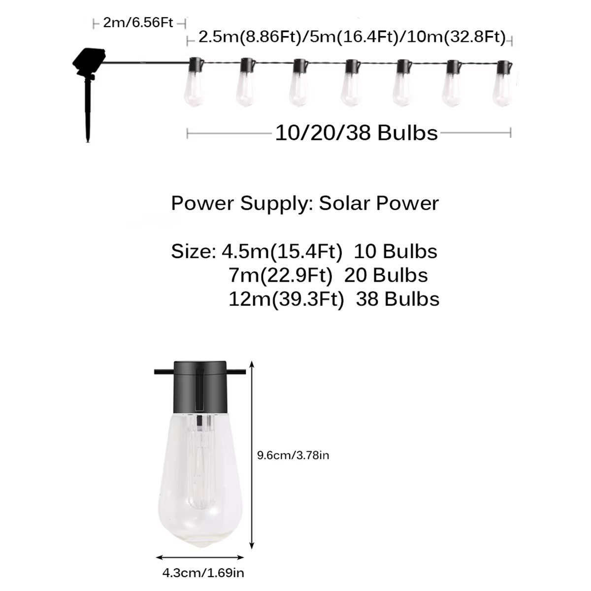 Guirxiété lumineuse solaire à LED pour extérieur, ampoules globe de Noël, décoration de camping, fêt