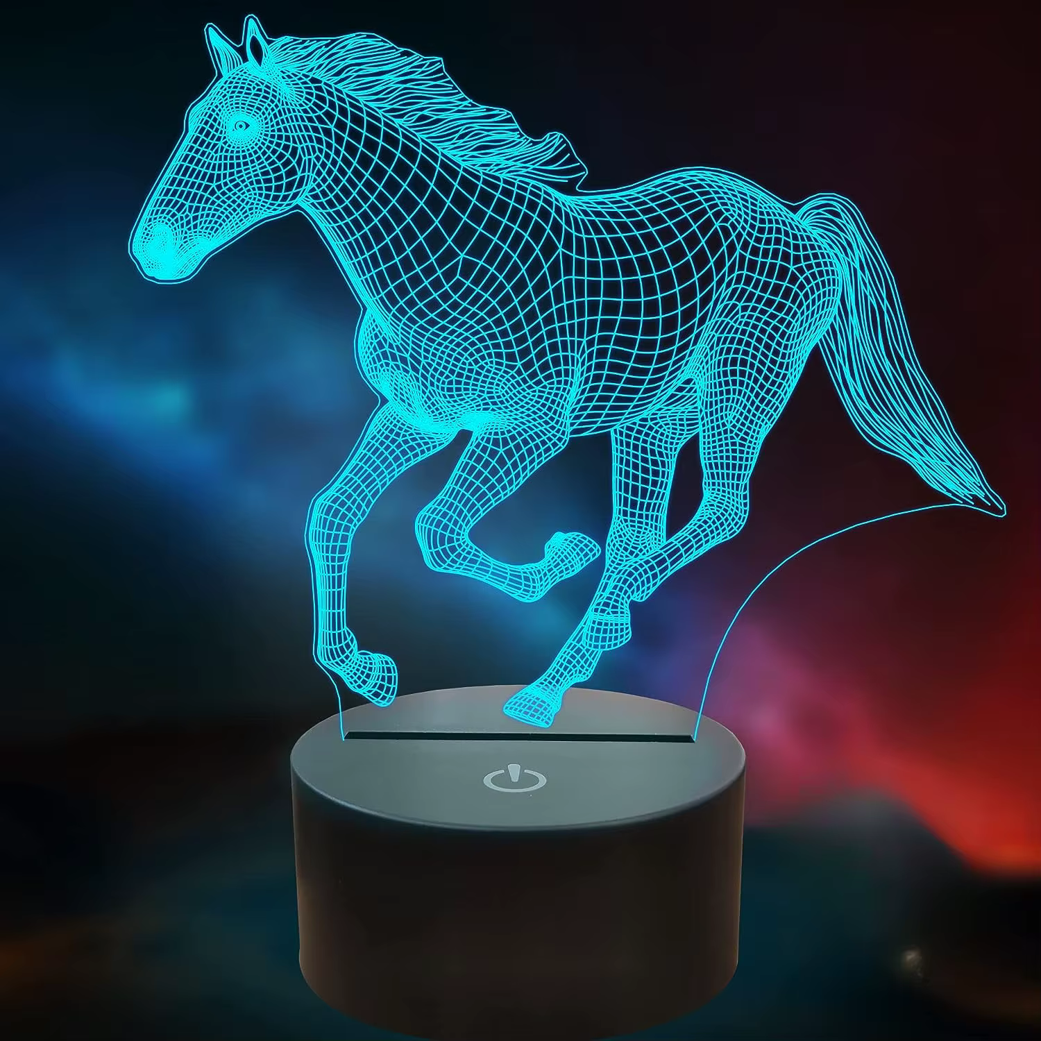 Nighdn 3D veilleuse cheval lampe à LED décor de chambre à coucher 7 couleurs changeantes veilleuse a