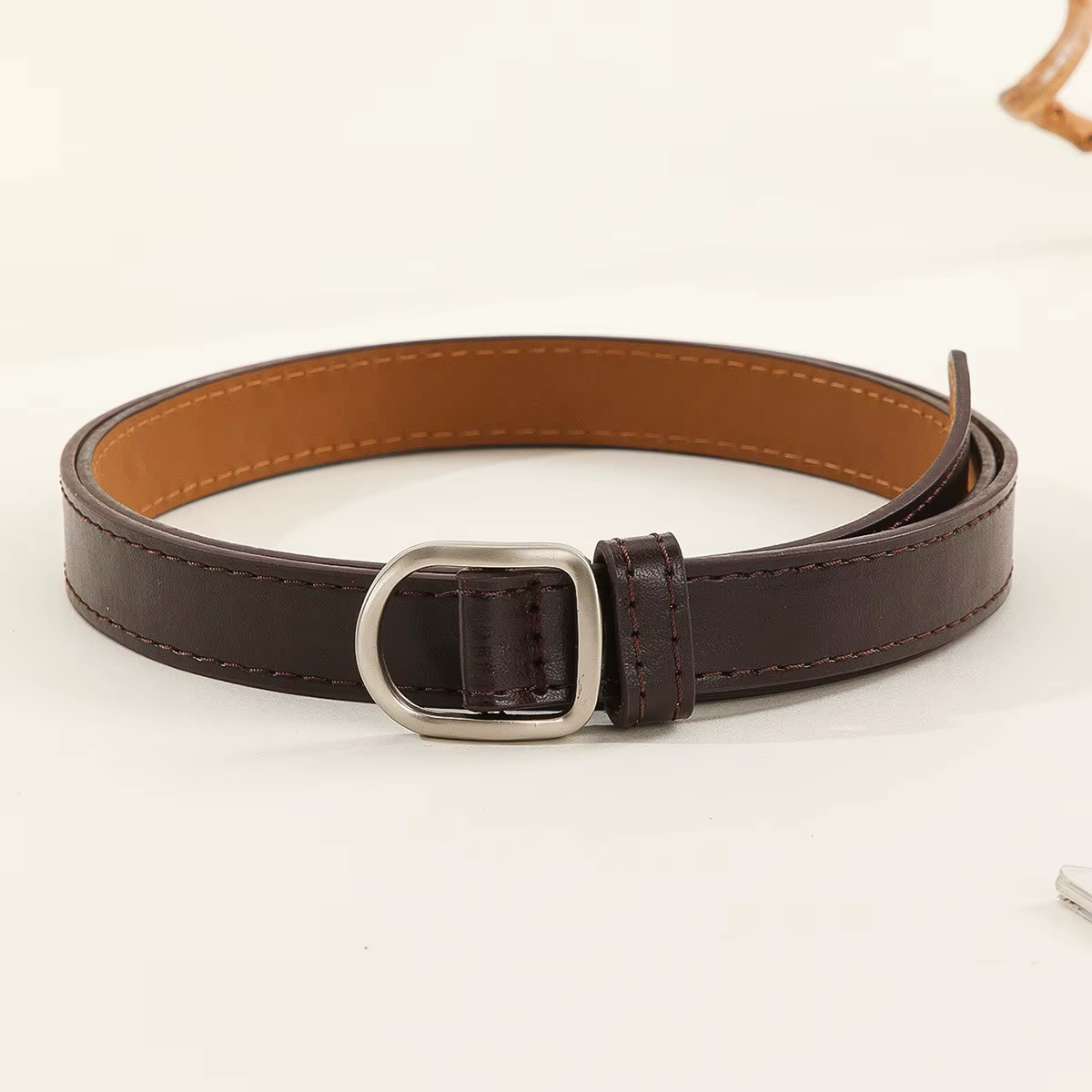 Ceinture paresseuse décontractée Simple perforée pour femmes, associée à des jeans, ceinture en cuir
