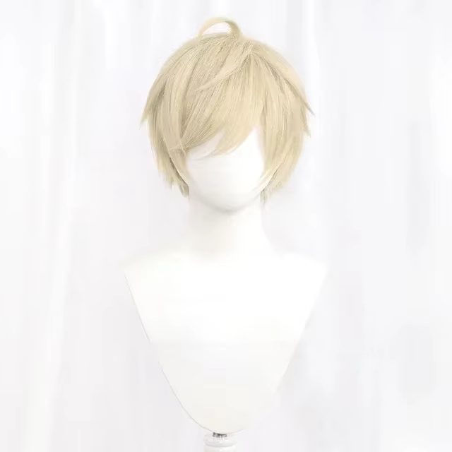Perruque de Cosplay synthétique courte et lisse, blanc, vert, violet, marron, noir, bleu, gris, Oran