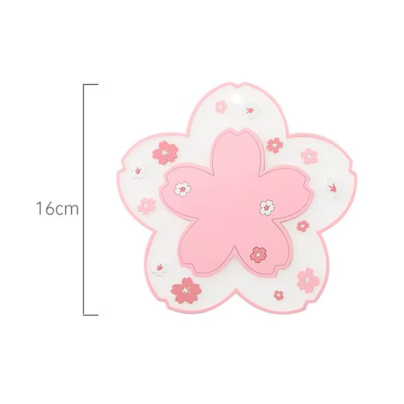 Sous-verres en silicone rose Kawaii style fleur de cerisier, tapis de table isolant Sakura, décorati