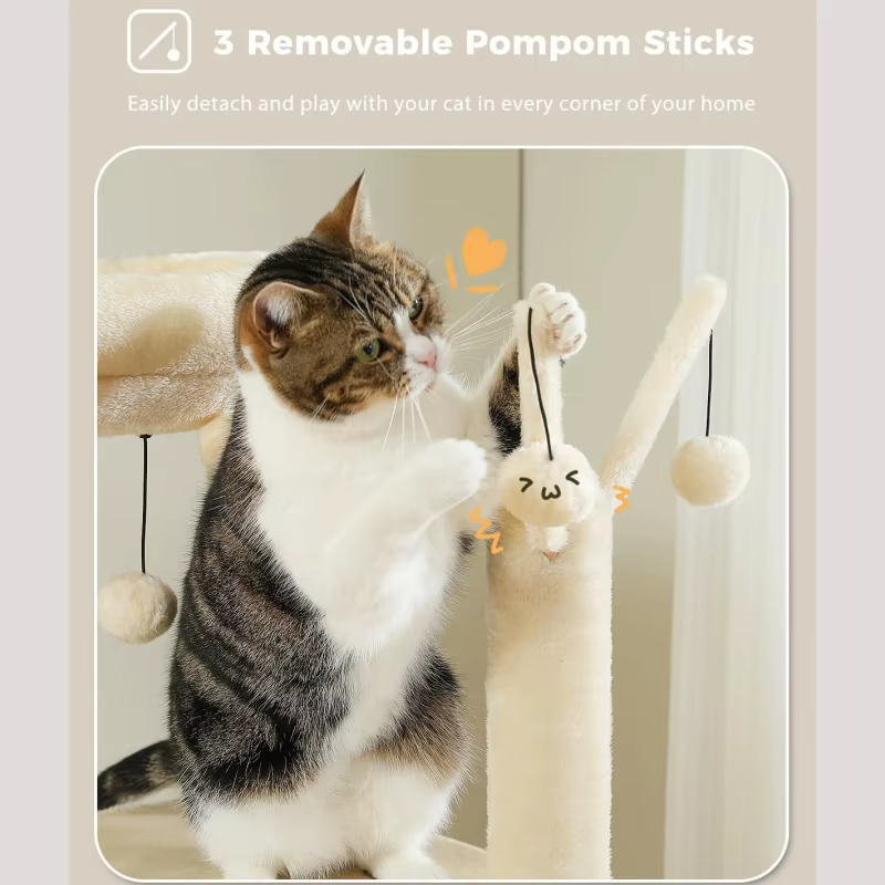 Arbre à chat à plusieurs niveaux pour chats d'intérieur, tour à chat avec griffoir recouvert de sisa