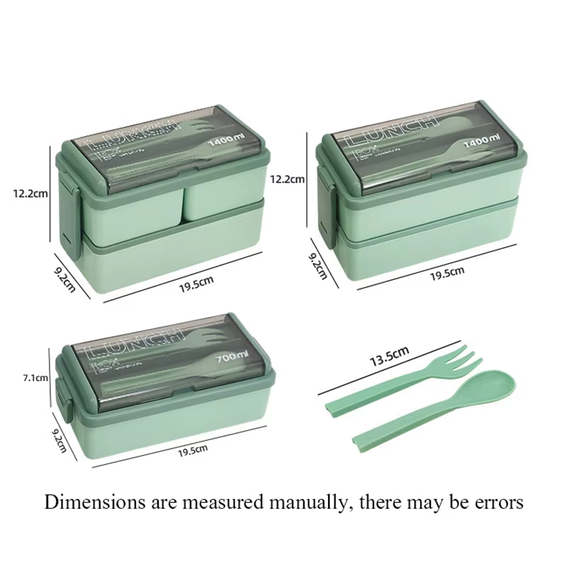 Boîte à déjeuner Portable Double couche pour enfants, avec fourchette et cuillère, boîtes à Bento po