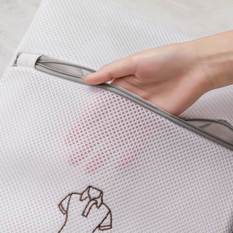 Sac à linge pliable en Polyester, broderie mignonne, maille Fine, sacs de lavage pour Machines à lav