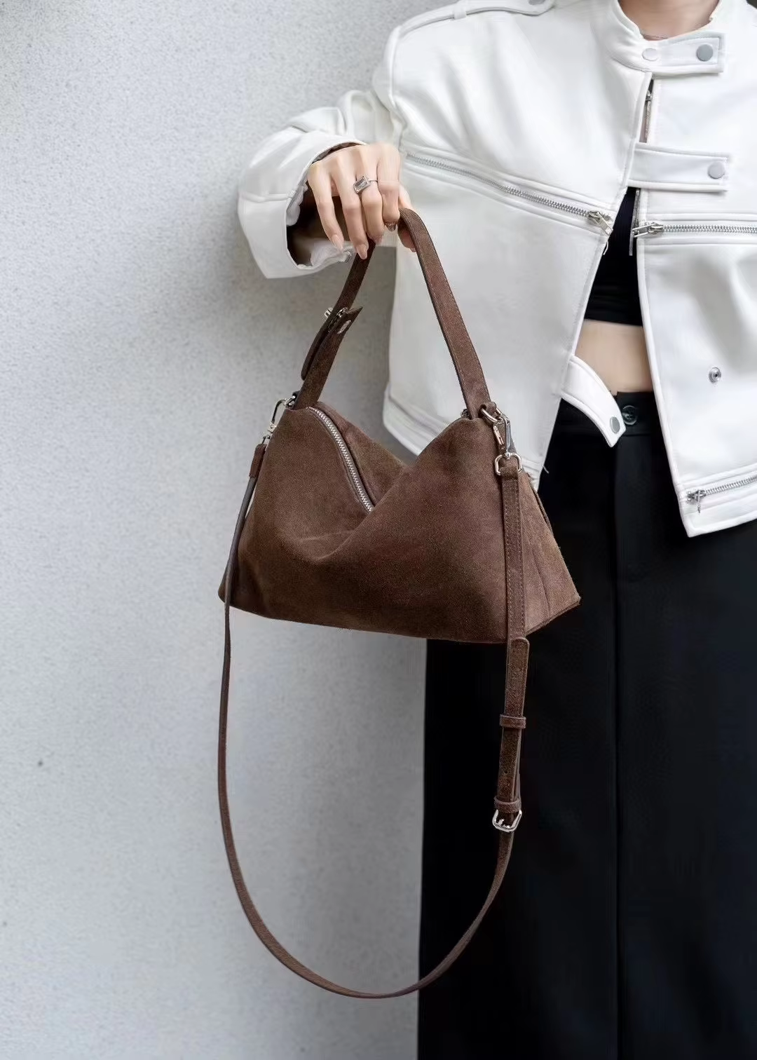 FIRMRANCH-Sac à main en cuir de vachette grande capacité pour femme, sac à main polyvalent, paresseu