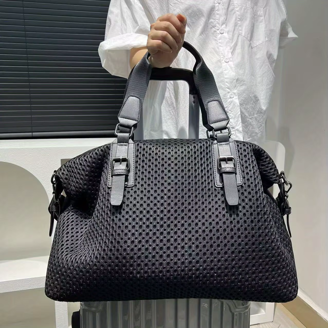 Grand sac de voyage en nylon imperméable pour femme, sac messager à bandoulière simple, loisirs, vac