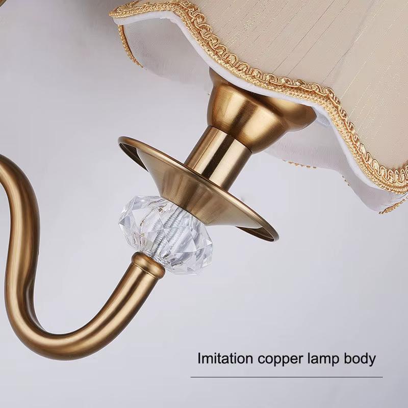 Applique murale en fer de style européen pour chambre à coucher, lampe de chevet en tissu, salon cré