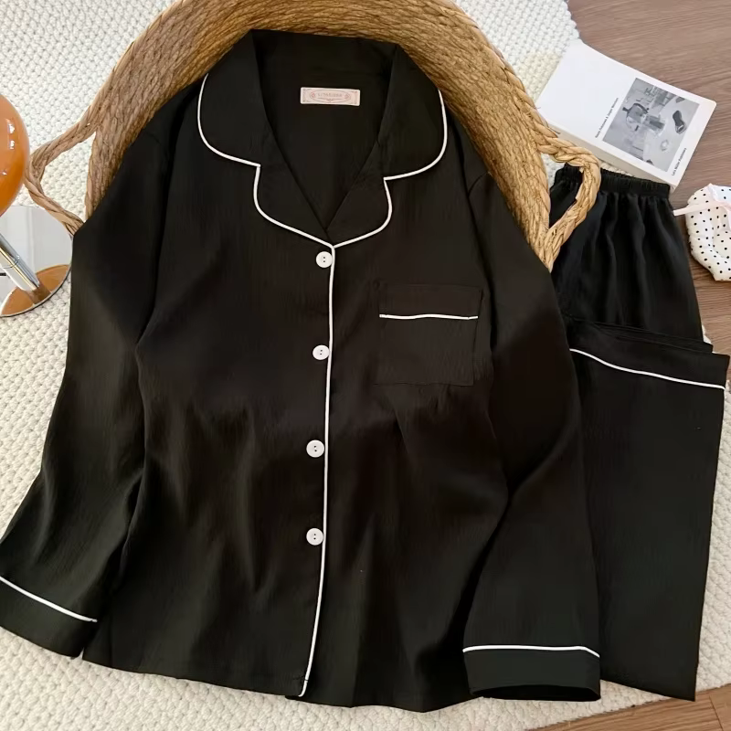 Pyjama de luxe doux et uni pour femme, nouvelle collection printemps 2026, ensemble basique deux piè
