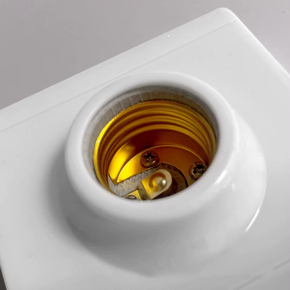 Coque en plastique avec bouchon à vis, base de lumière carrée en céramique, prise de raccord, suppor