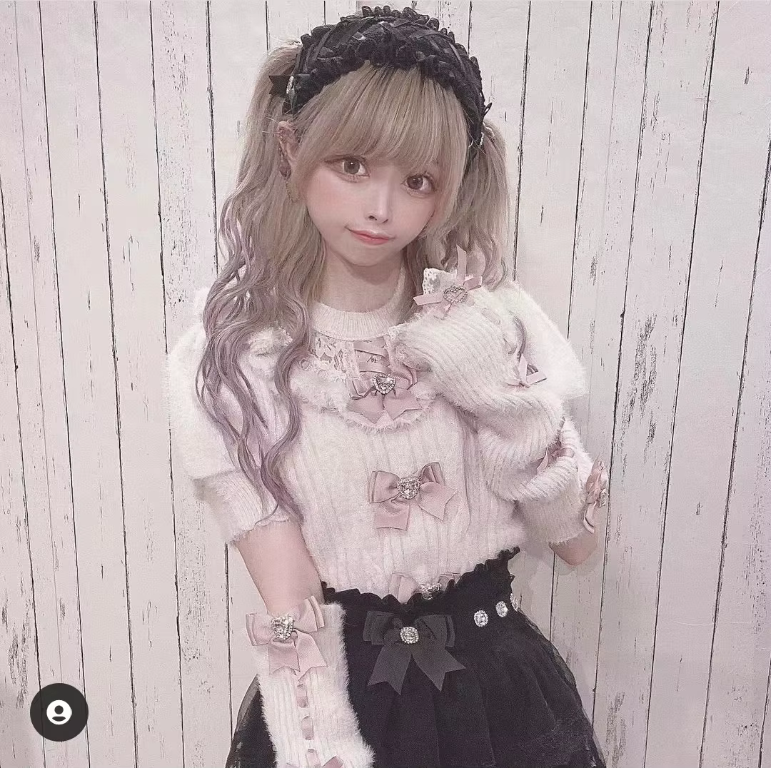 Style japonais mignon doux détachable nœud papillon fourrure manches longues mince pull automne et h