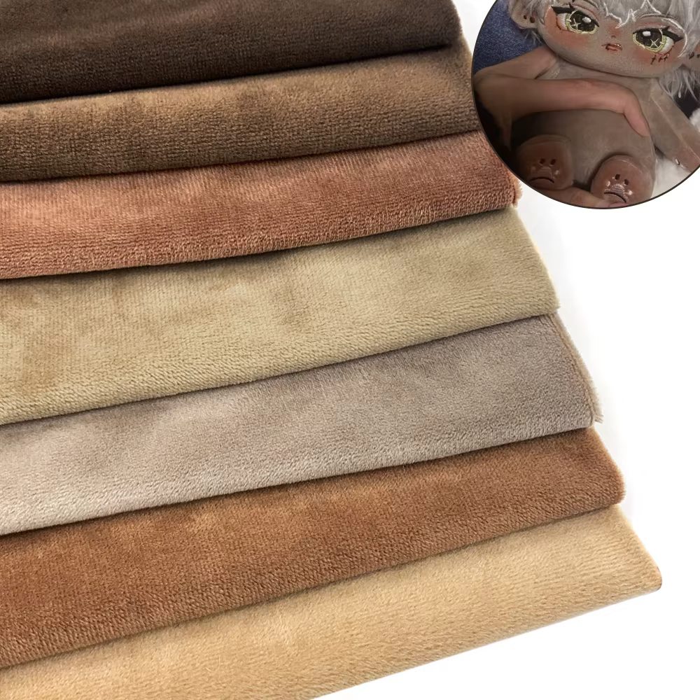 Tissu de peau de poupée en coton à poils de 1mm, tissu spécial de couleur de peau en cristal, tissu 