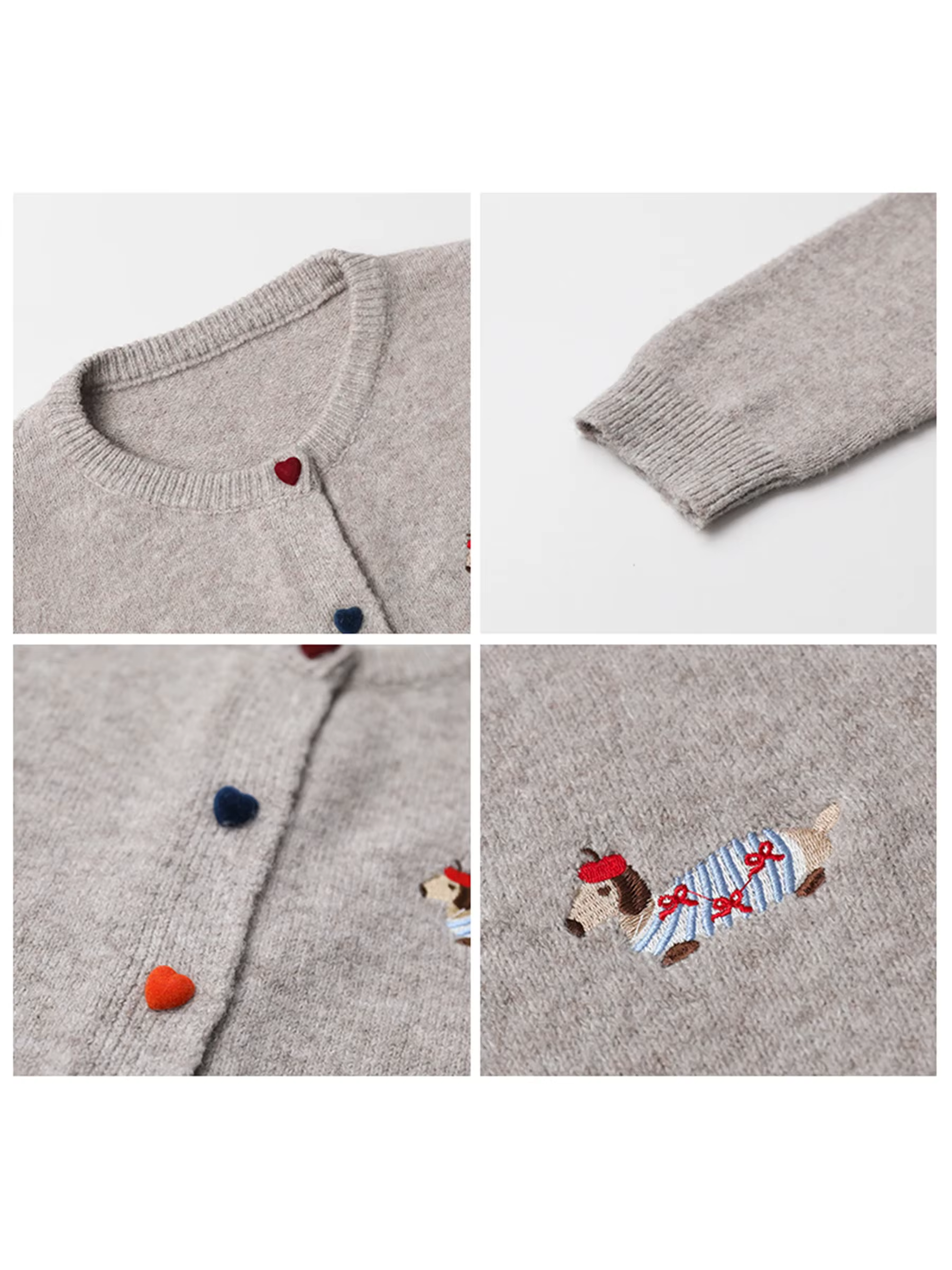 CHIC VEN femmes Cardigan ample décontracté nouveau col rond amour bouton chien broderie tricoté chan