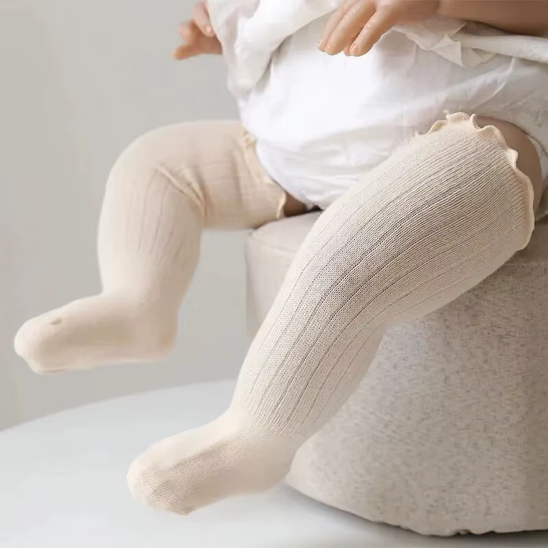 3 paires/lot bébé filles chaussettes dentelle froufrous solide coton longue genou haute enfants chau