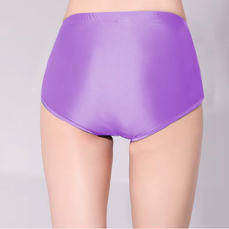 Short japonais en Satin brillant sans couture en Spandex, soyeux, lisse, Sexy, couleur unie, taille