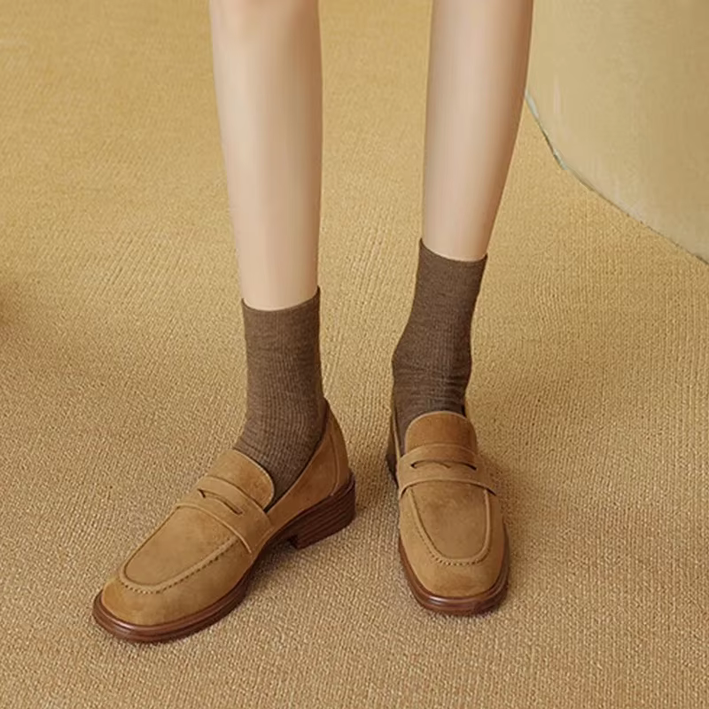 ZHAMTA-Mocassins en Daim et Cuir group pour Femme, Chaussures Plates Décontractées, Talons Bas, Vint