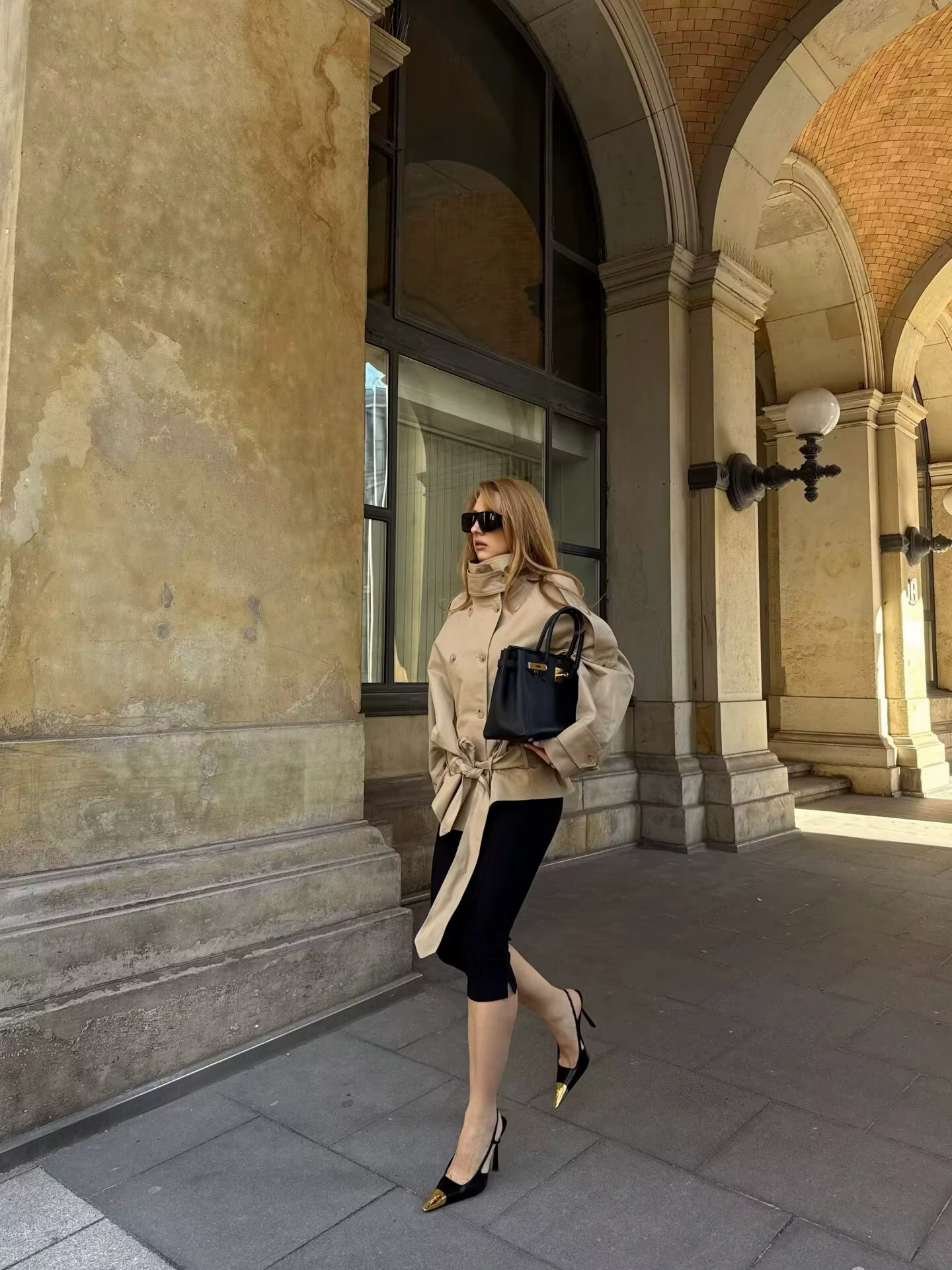 Manteau pour femme, style printemps 2026, kaki, manches longues, col montant, ceinture, trench court