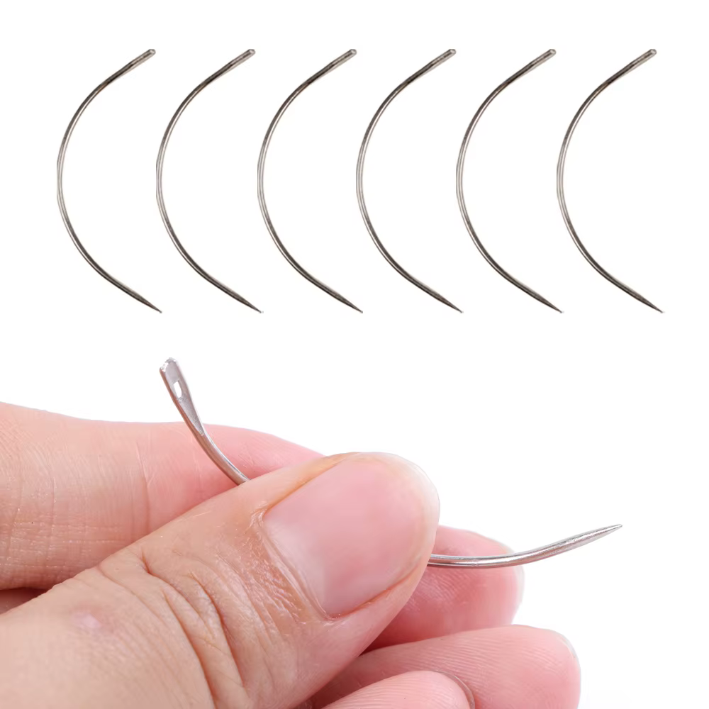 Aiguilles et fil incurvés en forme de C pour Extensions de cheveux, outils de couture de trame de ch