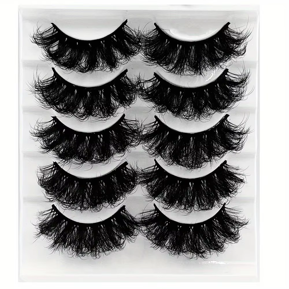 5 paires de cils Faux cils de vison longue durée cils de vison moelleux Volume dramatique Extension 