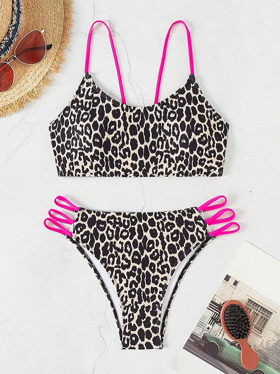 Micro bikini léopard sexy 2026 pour femme, maillot de bain taille haute, ensemble de bikinis brésili
