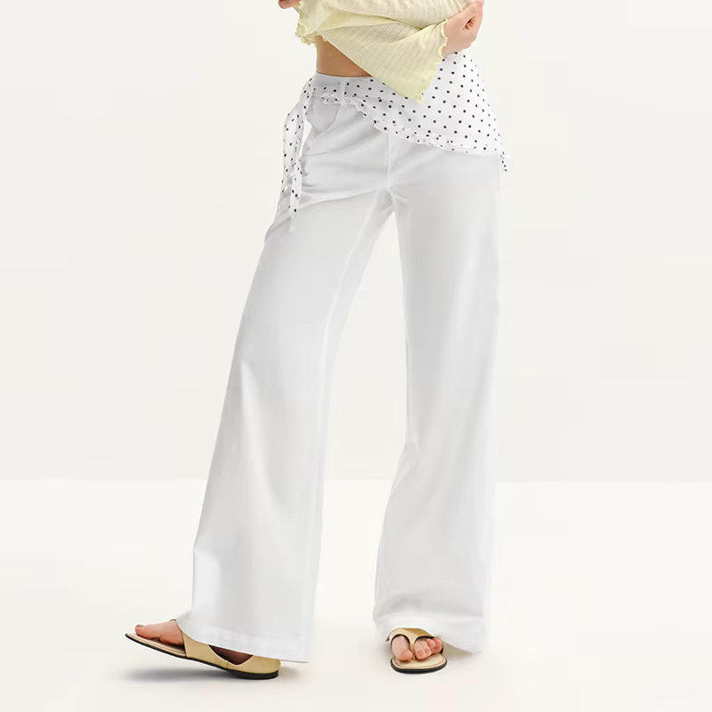 Pantalon femme Semir Polka 2026 à pois, coupe ample évasée, style urbain décontracté, doux et confor