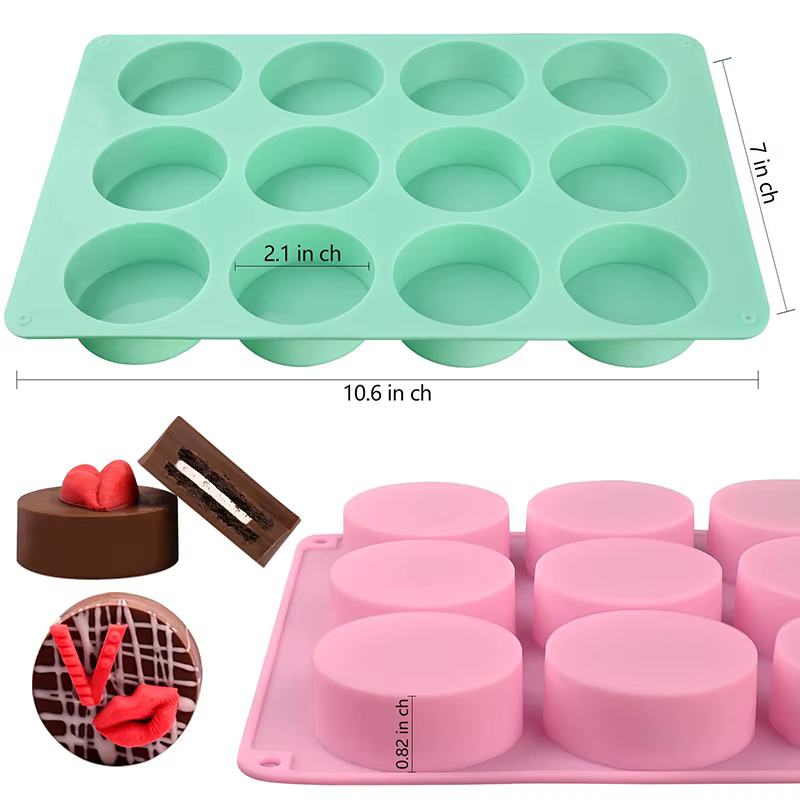 Moule à Chocolat pour Biscuits 12 cavités Moule à Chocolat pour Biscuits Moule en Silicone pour Bonb
