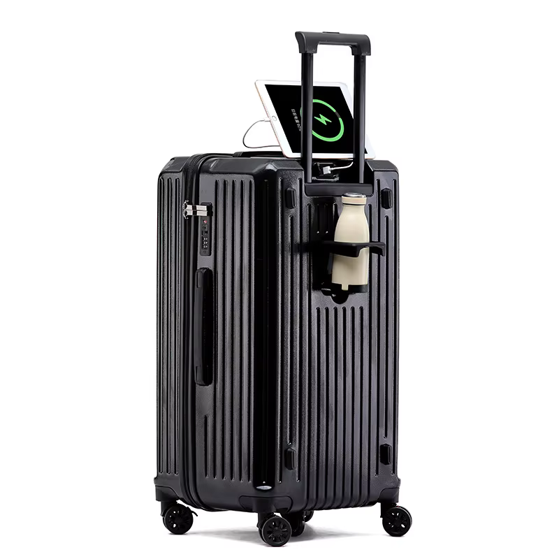 Porte-gobelet de grande capacité pour femmes et filles, valise à bagages, chargement USB, bagage à m