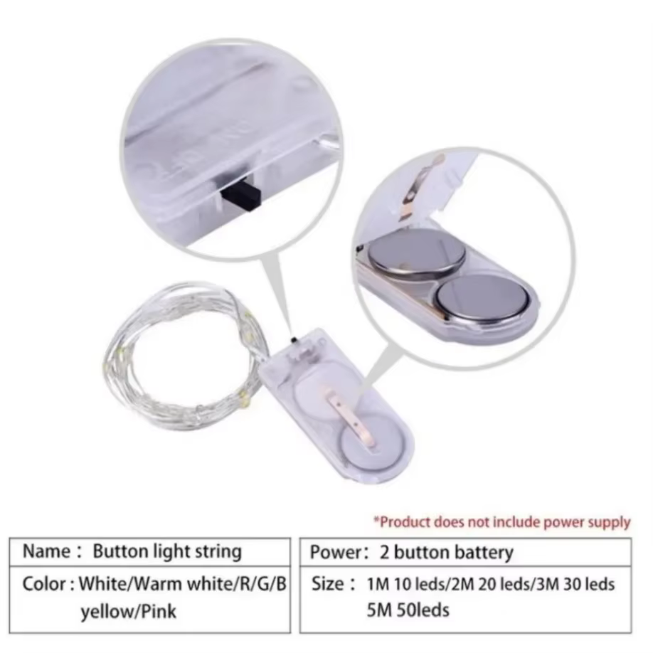 Guirlande lumineuse LED étanche en fil de cuivre, 5M, féerique, fonctionne à piles, bricolage, fête 