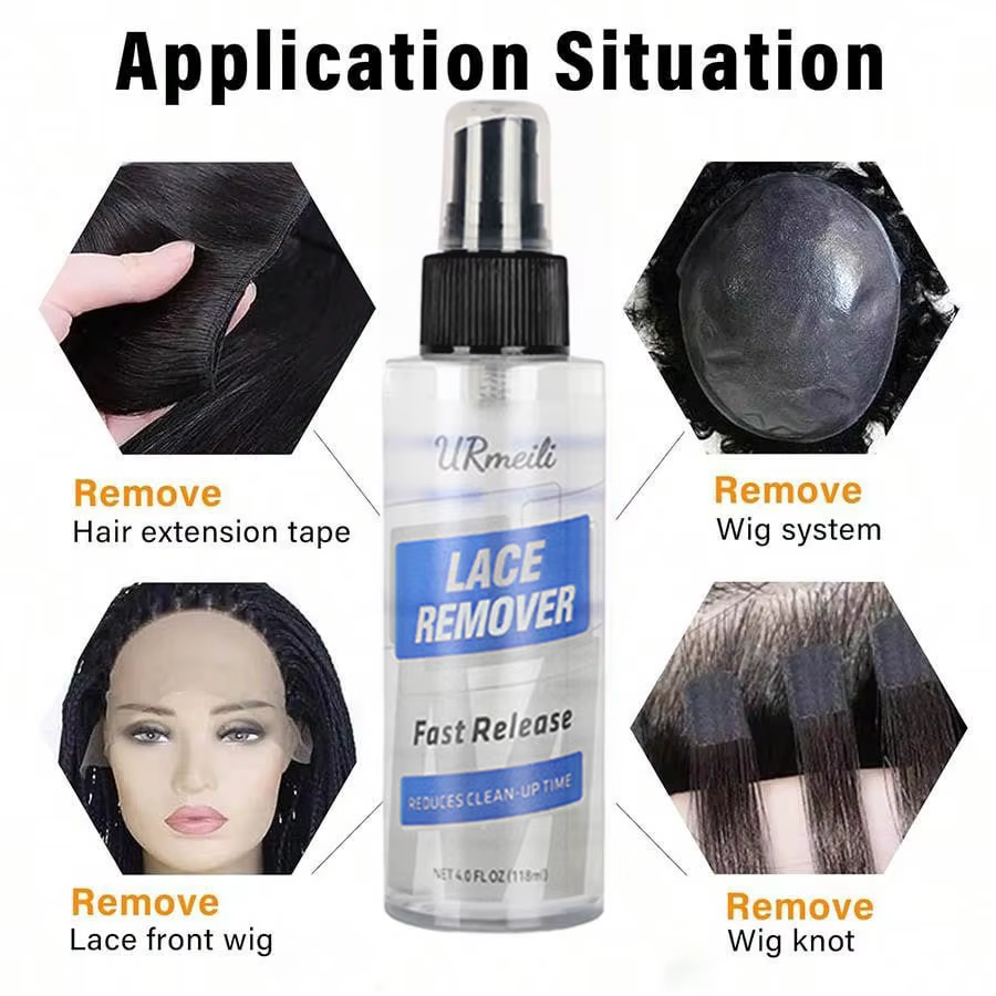 Spray dissolvant pour extensions de cheveux et ruban adhésif – Formule à action rapide, douce et non