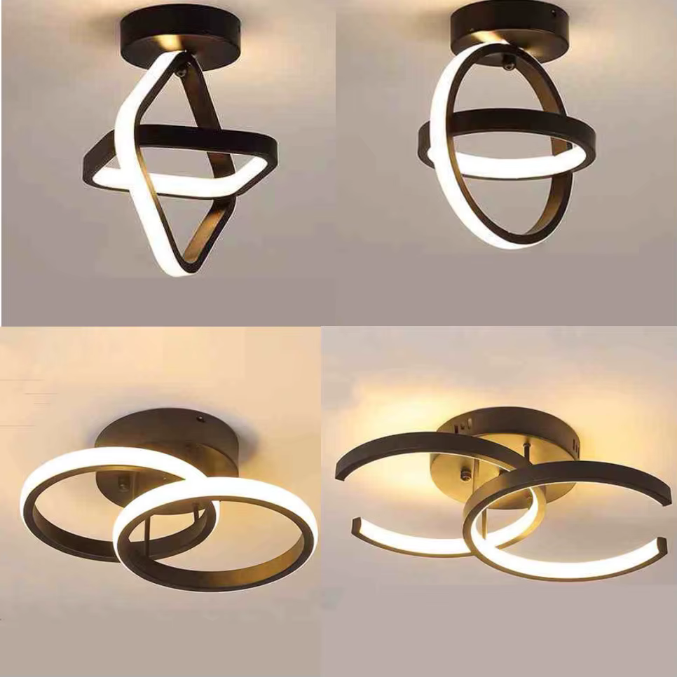 Plafond moderne à LEDs lumière 2 anneaux Design créatif plafonnier luminaires d'intérieur couloir ba