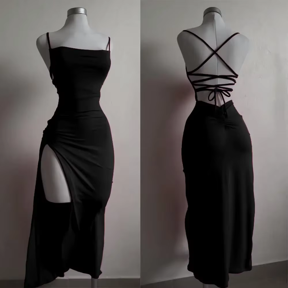 Robe d'été explosive à bretelles licou, haute sensibilité, sac Spice Girl, robe de hanche, nouvelle 