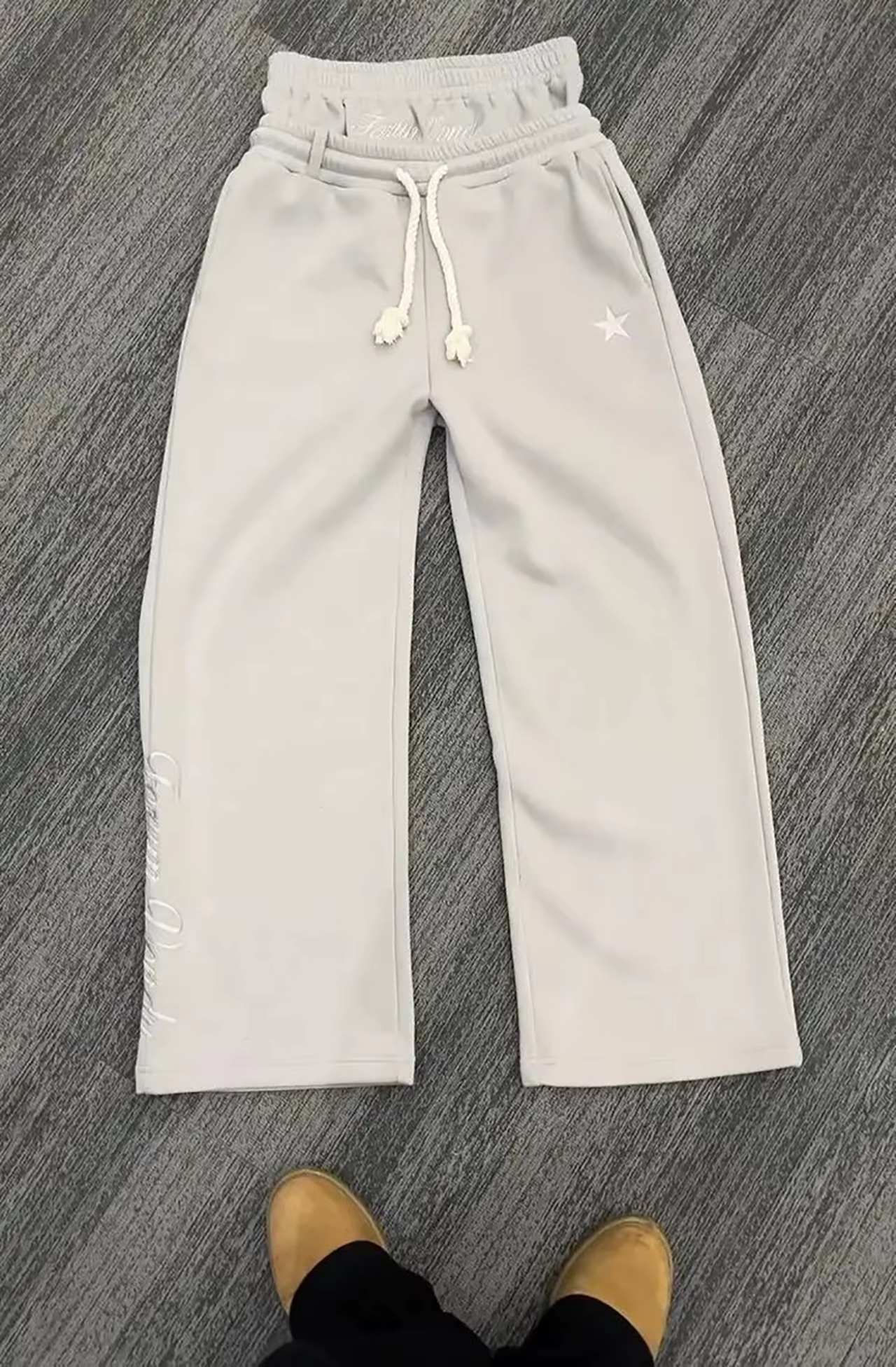 Harajuku – pantalon de survêtement ample à Double taille Y2K, couleur unie américaine, lettres brodé