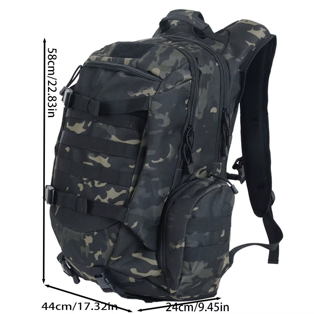 Sac à dos de randonnée et de camping extérieur 45L grande capacité, sac à dos tactique camouflage pl