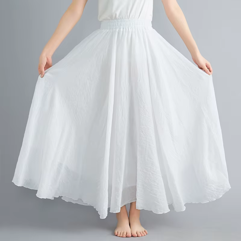 Robe littéraire en coton et lin pour fille Mori, 28 couleurs, taille élastique, jupe d'extension tra