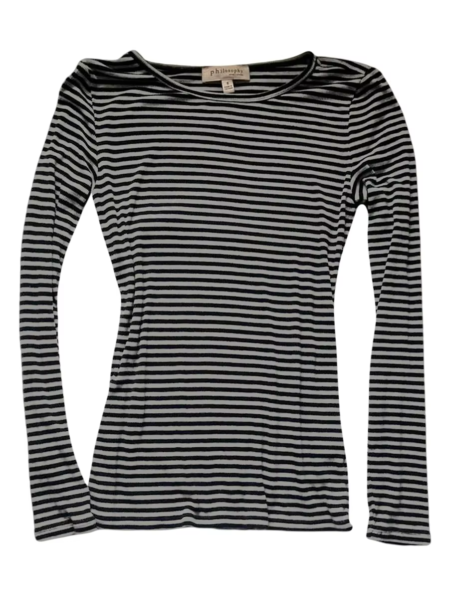 Chemises à manches longues pour femmes, mode décontractée, basique, col rond, rayé, Slim Fit, chemis