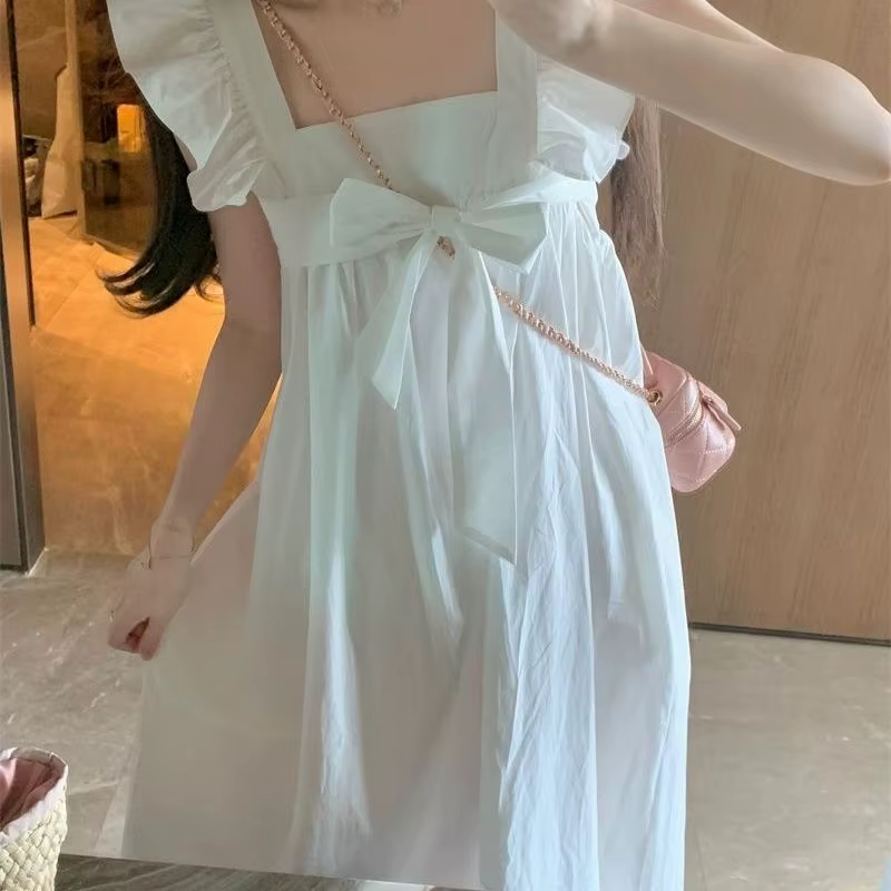 Robe Maxi à Manches Volantes pour Femme, Tenue de Vacances Esthétique, pour Étudiantes, Ulzzang
