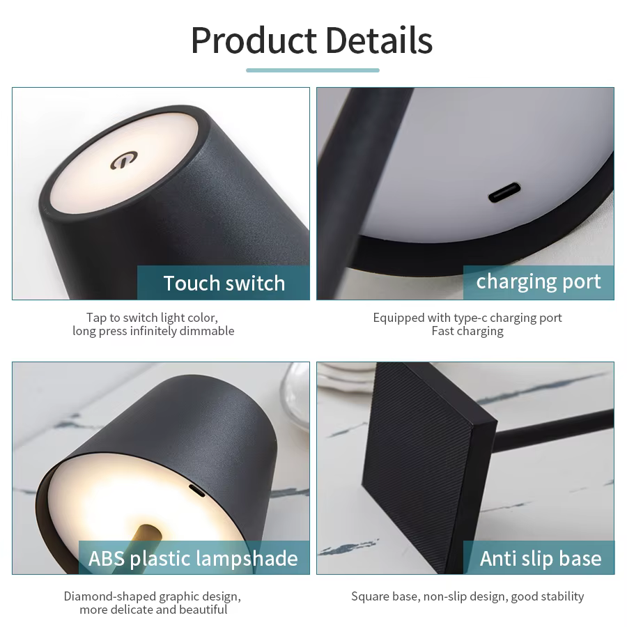 Lampe LED de Table Rechargeable avec Joli Tactile, Éclairage d'Ambiance Décoratif, 3 Intensité Régla