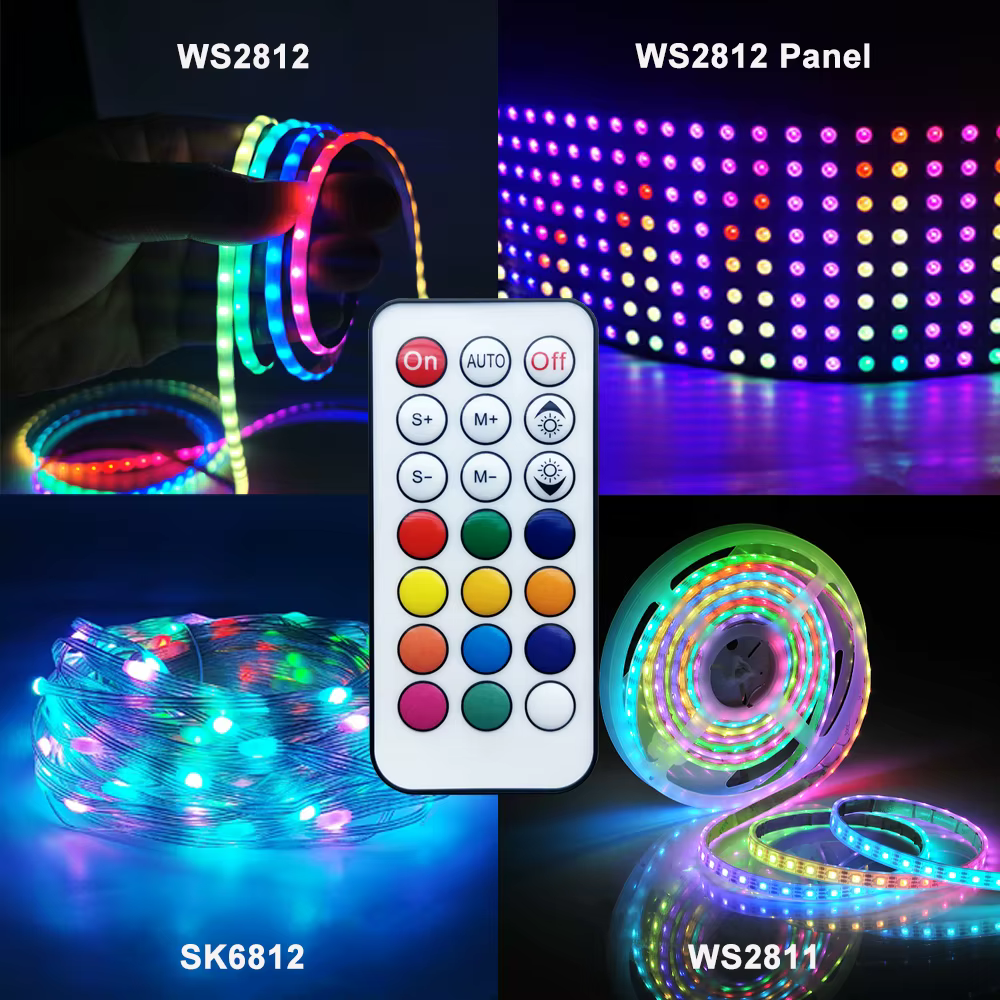 Mini contrôleur Led USB 5V, 21 touches, télécommande RF polychrome pour 3 broches 5050 RGB WS2812 WS