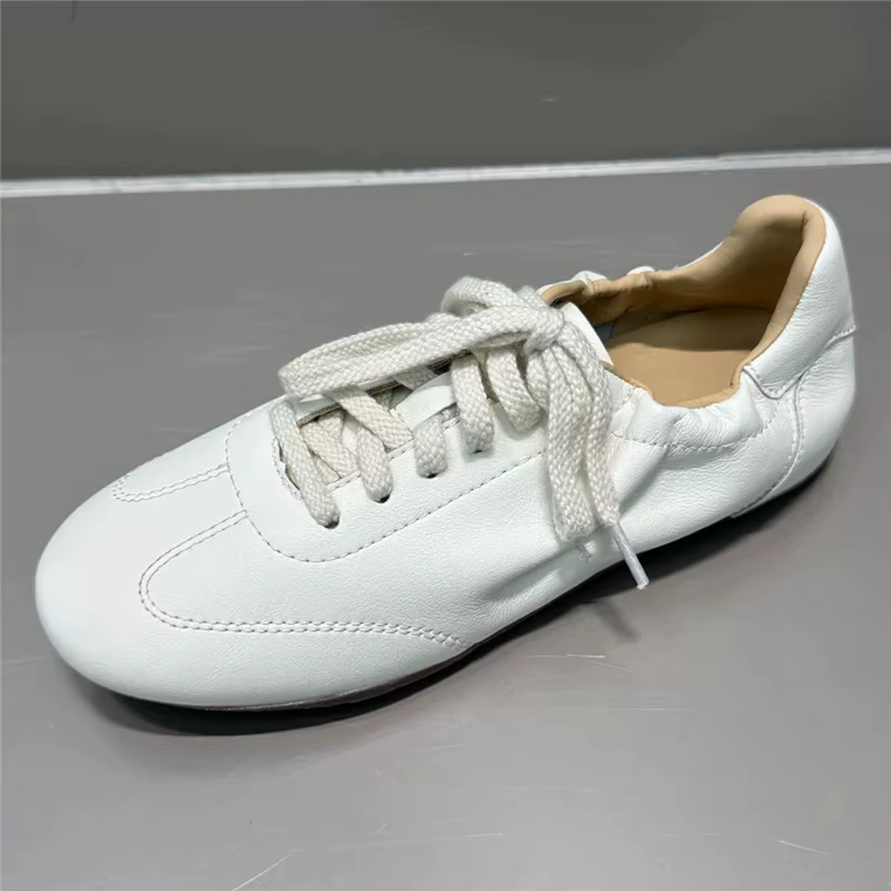 NORAZORA Ins HOT Chaussures plates en cuir de vachette pour femmes, baskets à lacets, couleur unie,