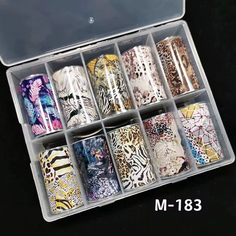 10 rouleaux de papier de transfert imprimé léopard, feuille pour Nail Art, décalcomanies de transfer