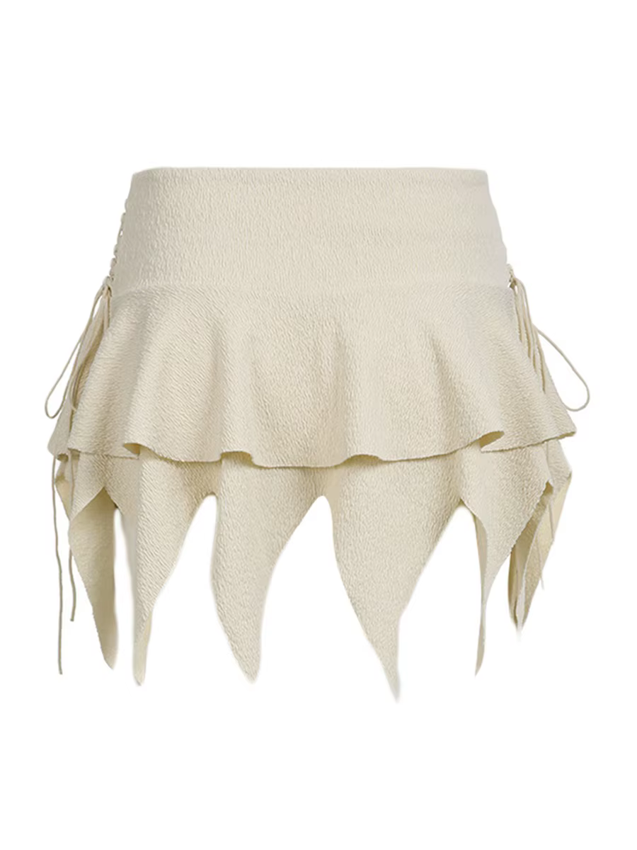 Mini jupe gothique unie pour femme, bande élastique, jupe courte Y2K, ourlet irrégulier, streetwear