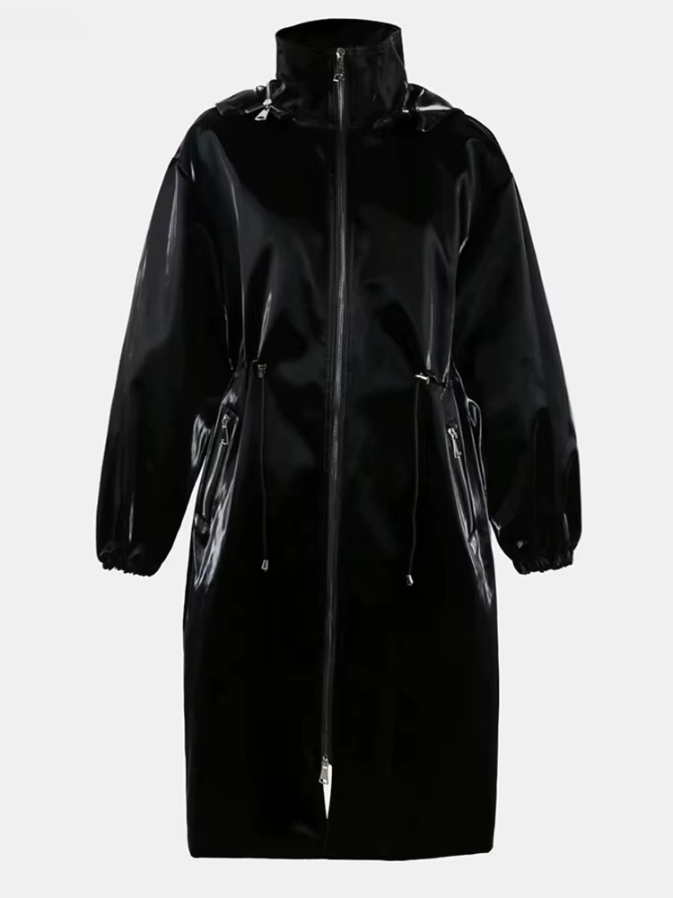 Mauroicardi-Manteau Long en Faux Cuir PVC pour Femme, Imperméable et Brcorporelle, avec Poignées, Ca