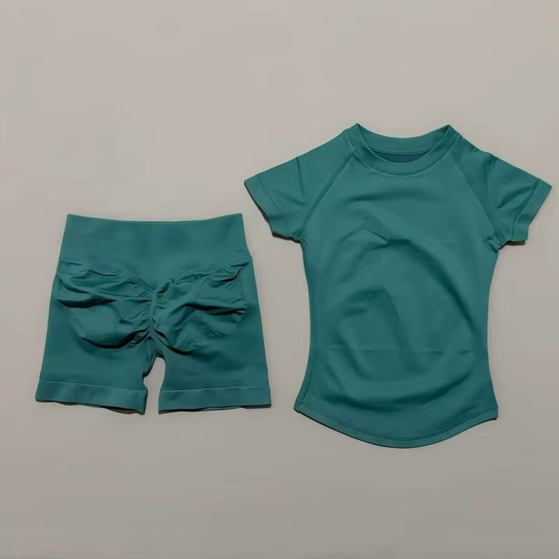 Ensemble de sport HISTELLO 2 pièces, vêtements de yoga sans couture à manches courtes, ensemble de f