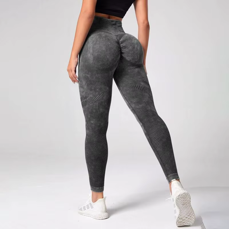 Leggings de sport de contrôle du ventre de teinture par nouage de base de yoga